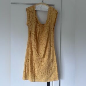 Max Studio Mustard Eyelet Midi Dress